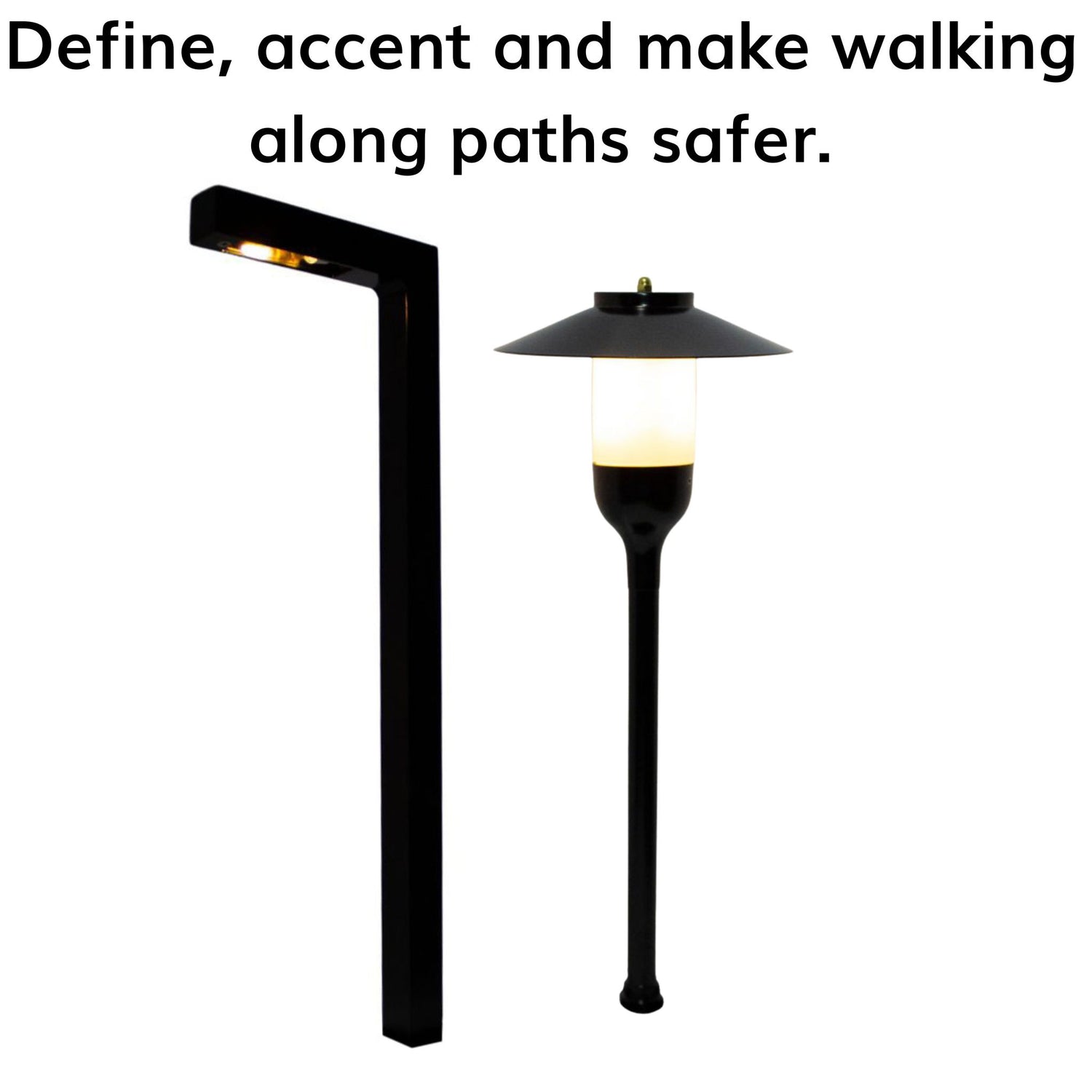 Define, accent and make walking along paths safer with LED Path Lights.