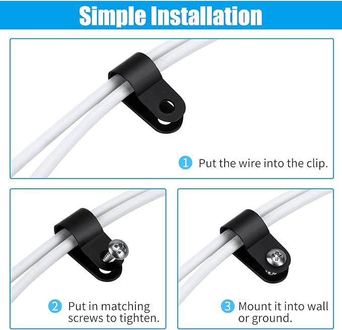3/8 Inch R-Type Cable Clips Nylon Mounting Clips with Stainless Steel Screws for Electrical Wire (120 Clips) - Silhouette Lights