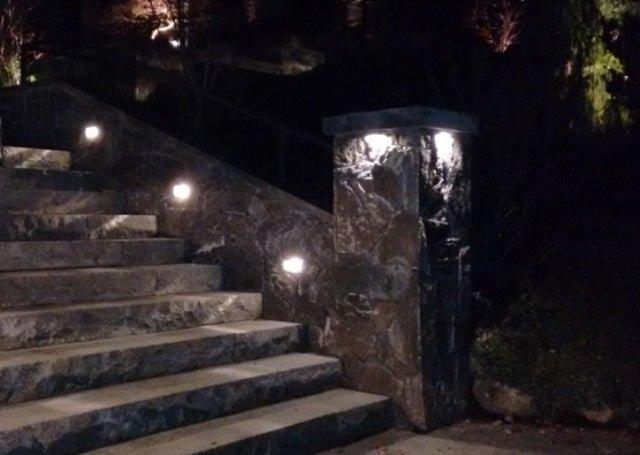 Stainless Steel Louvered LED Step Light lifestyle image at night