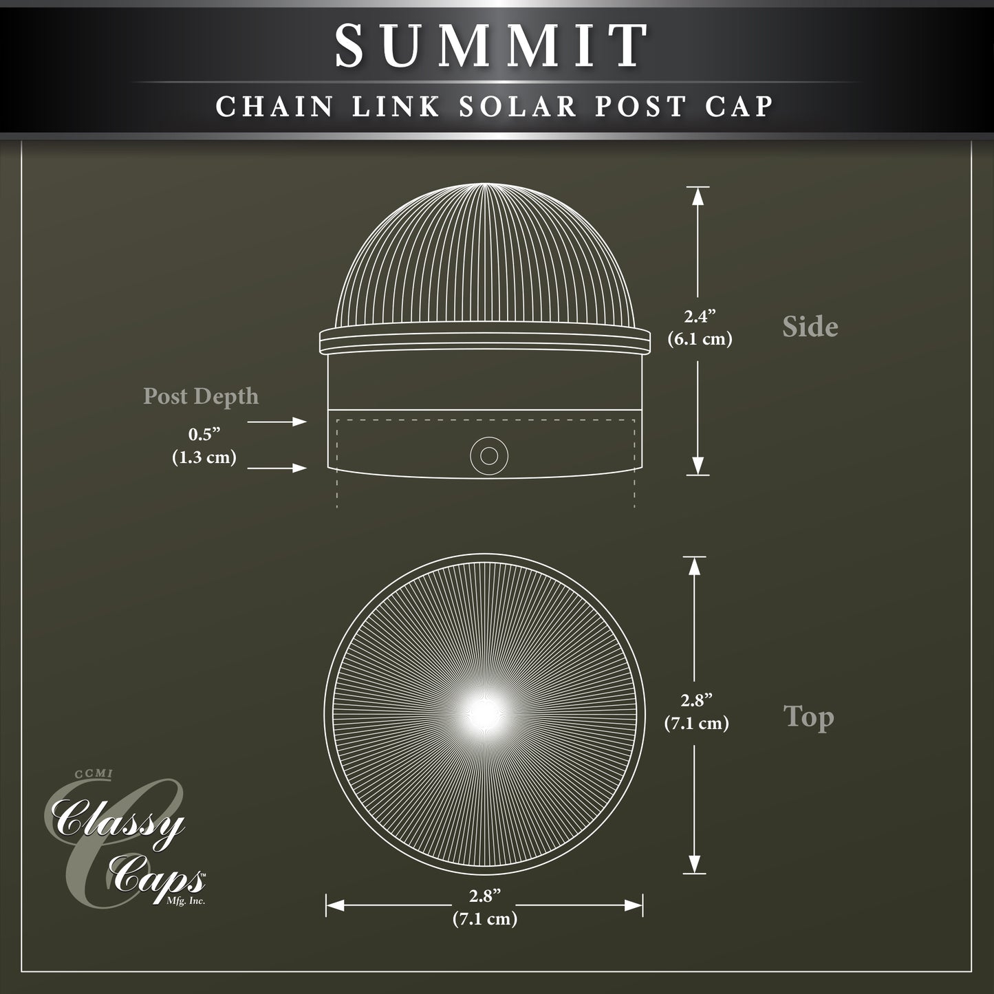 Silver Chainlink Summit Solar Post Cap