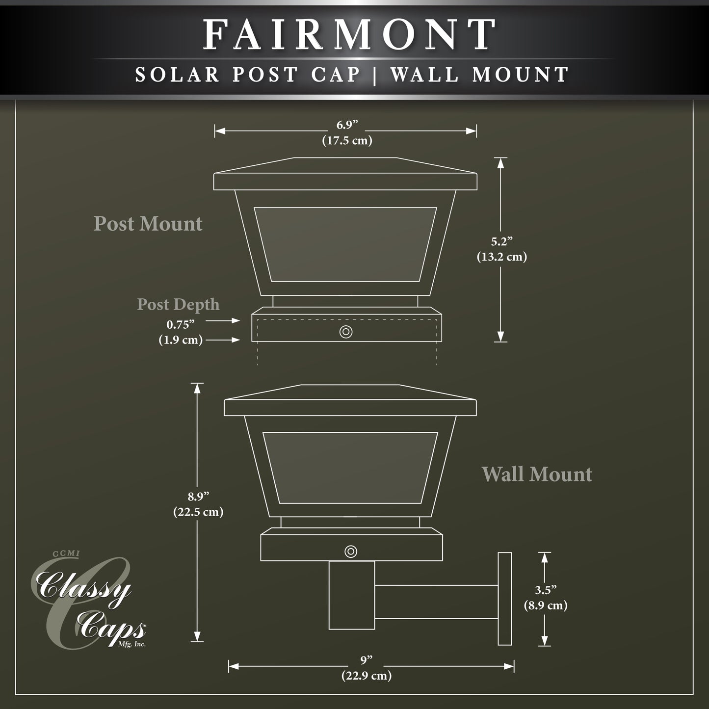 Black Fairmont Solar Post Cap