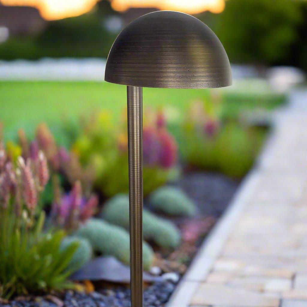 Domed Brass LED Path Light - PL150BRS - Silhouette Lights